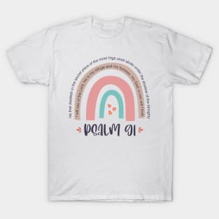 Rainbow Psalm 91:1-2 God protection bible verses T-Shirt